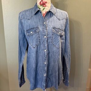 GAP Denim Light Blue Button-Up Shirt